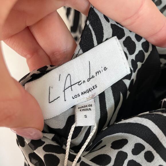 L'ACADEMIE Revolve B&W Animal Printed Slip Maxi Dress - Picture 7 of 13